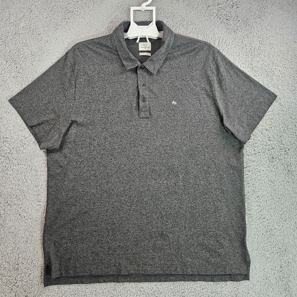 Rag & Bone Polo Shirt Men XXL Standard Issue Short Sleeve Gray Simple‎ Basic